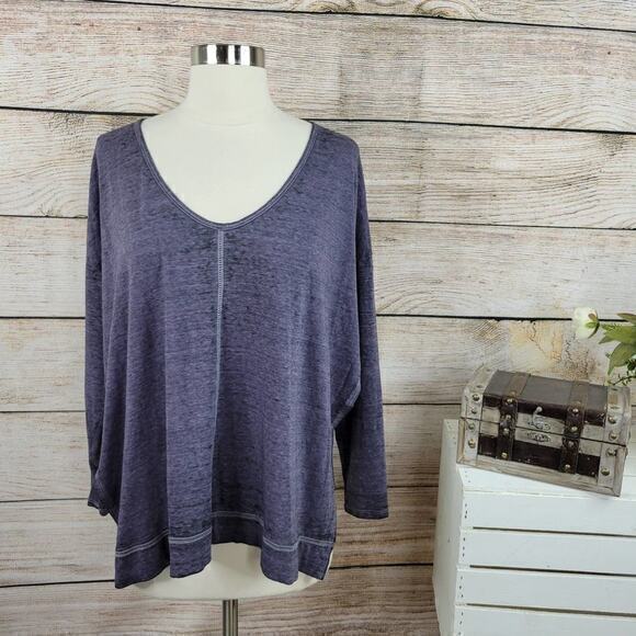 NWT Free People Split Sides Raglan‎ Tee Purple Small - Picture 1 of 8